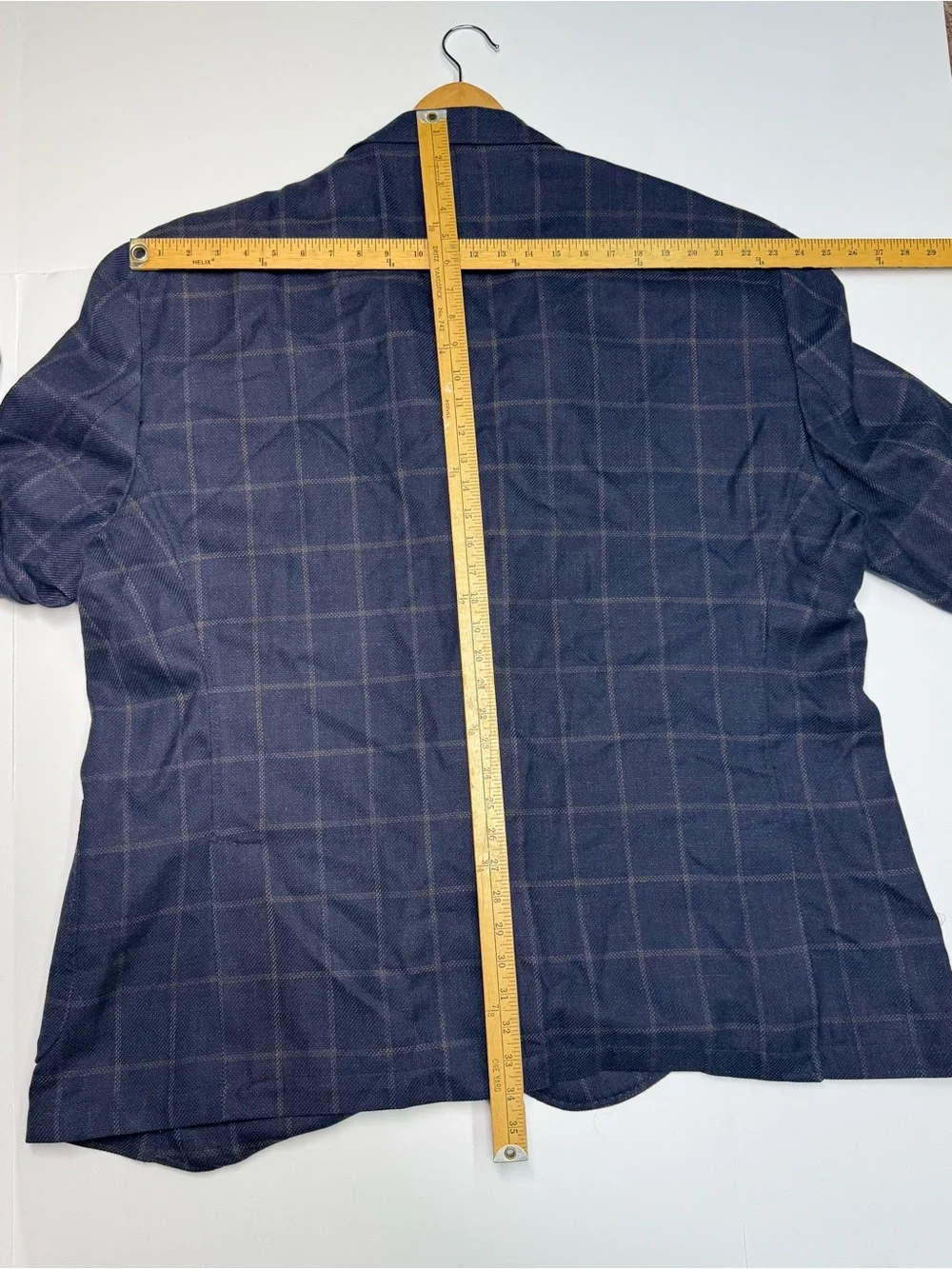 Stanford Men’s Blazer 58L Bat Fit Big Tall Plaid Navy Window Wrinkle RecoveryNWT